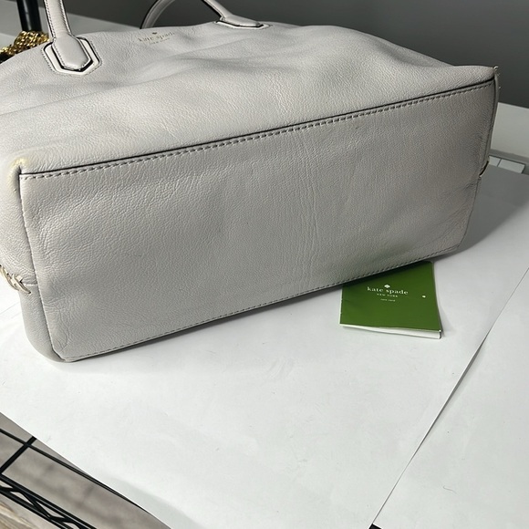 Kate Spade New York Pratt Street Brandice Zip Tote Gray Leather White Stitching - Picture 8 of 16